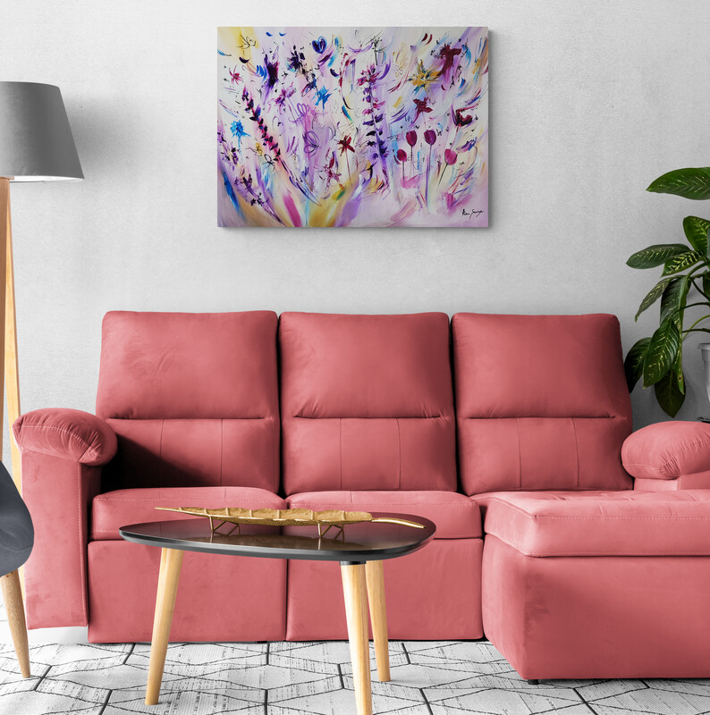 tableau fleurs dans salon