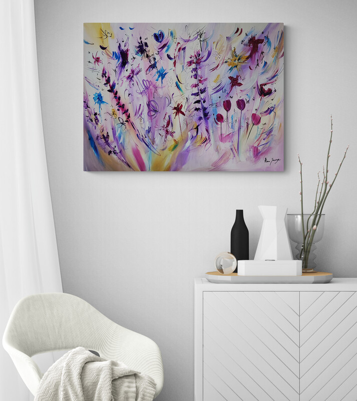 tableau de fleurs salle à manger