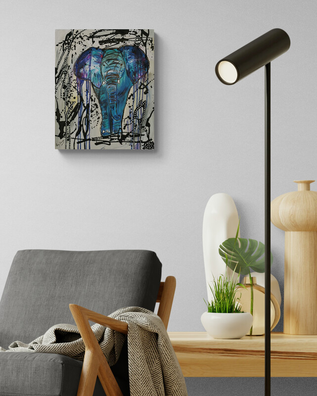 tableau-moderne-elephant-colore