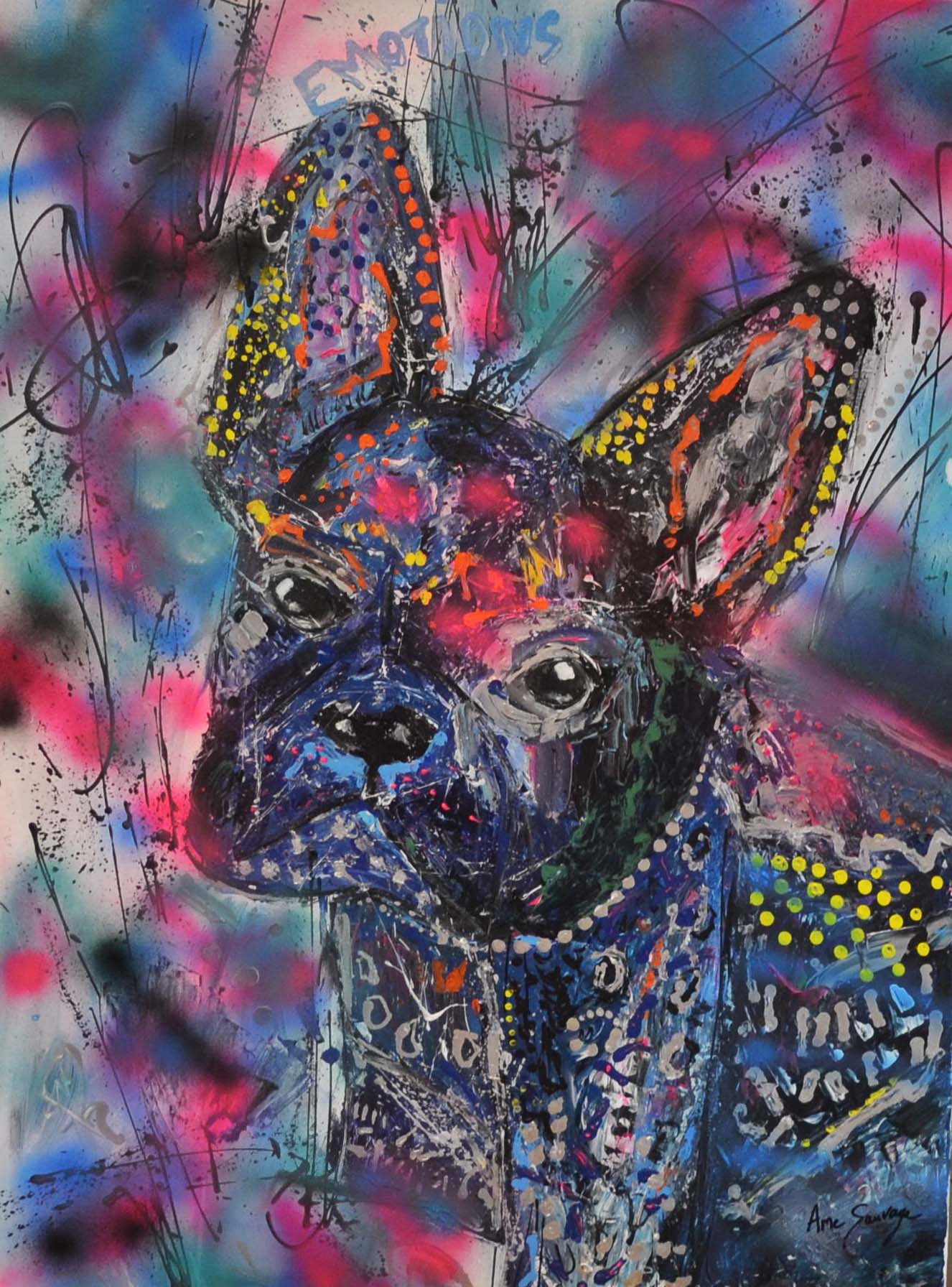 tableau chien pop art bouledogue