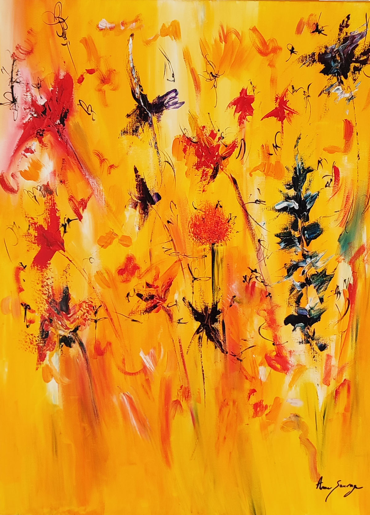 tableau peinture abstraite printemps