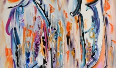 Tableau abstrait contemporain le monde des anges