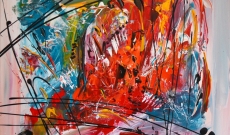 Tableau moderne multicolore fenêtre sur l'univers