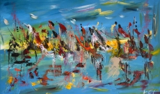 Nouveau tableau abstrait bleu thème de la mer