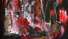 Tableau contemporain noir blanc rouge