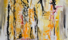 L'alliance - tableau abstrait jaune et gris