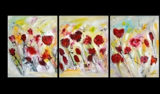 Les coquelicots, peinture de fleurs en 3 parties