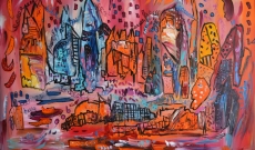 La fête continue - tableau abstrait multicolore