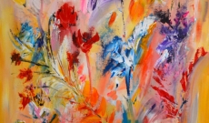 Les fleurs animées, tableau abstrait fleurs
