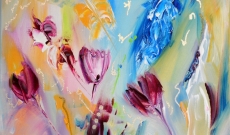 Belles tulipes - Tableau abstrait fleurs