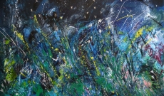 La nature sous le ciel étoilé, peinture florale