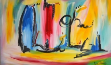 Tableau multicolore aux couleurs vives