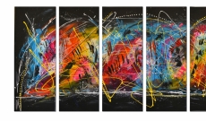 Quintyque : tableau abstrait en 5 parties