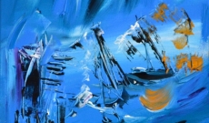 Tableau abstrait bleu turquoise dans votre intérieur