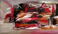 Tableau panoramique rouge noir blanc