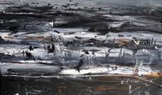 Un tableau moderne noir et blanc en décoration intérieure