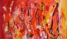 Peinture abstraite au couteau Sous la chaleur d'Afrique
