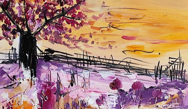 Peintures abstraites avec des arbres