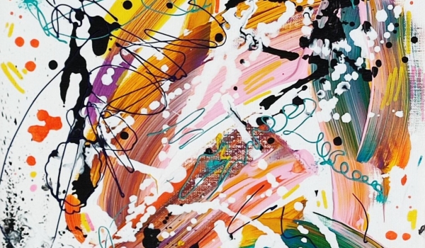 Tourbillon de peinture - petit tableau abstrait multicolore