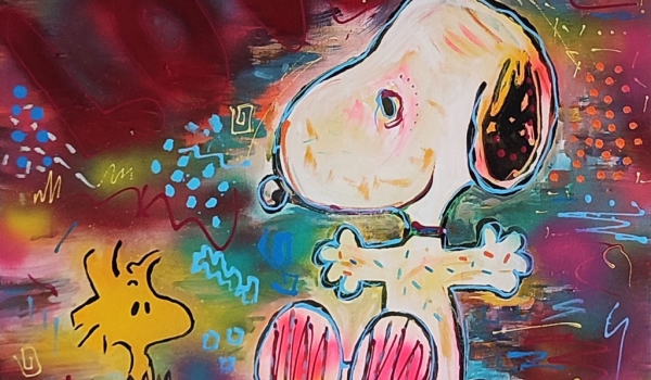 Peinture pop art Snoopy et Woodstock