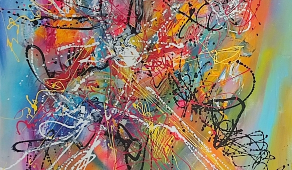 Peinture abstraite colorée de grand format Danse infinie
