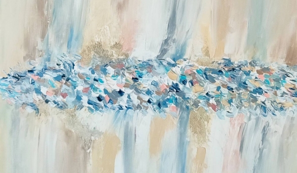 Peinture abstraite minimaliste grand format : une œuvre contemporaine entre douc